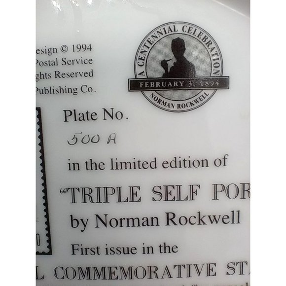 Norman Rockwell Triple Self Portrait Limited Edition Plate Bradford Exchange 94 - Picture 9 of 12